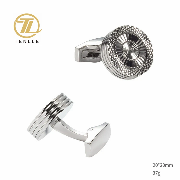 High Quality Steampunk Stainless Steel Silver Engraved Cufflinks for Men
