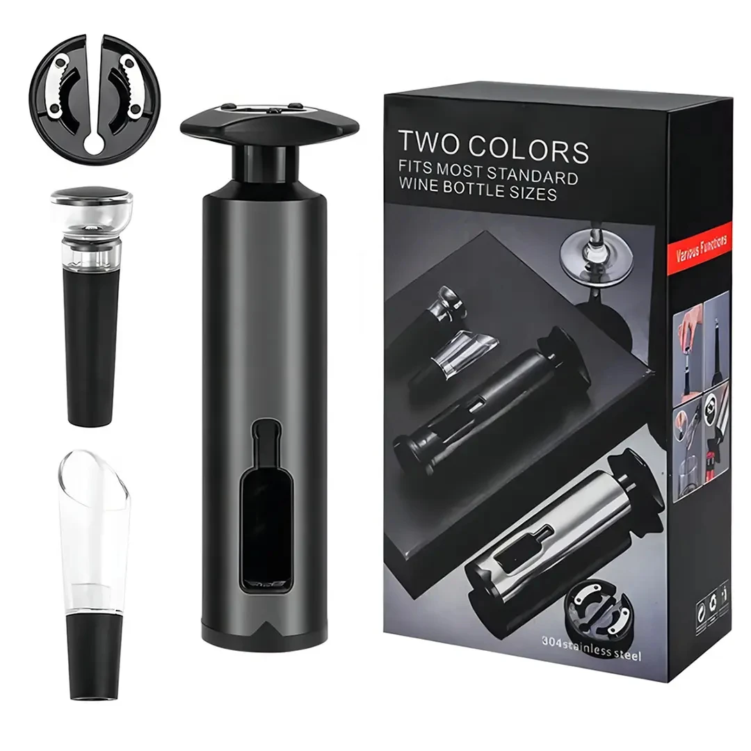 gift set 18/10 manual can Foil Cutter Pourer Stopper wine opener professional corkscrew 4 in 1 wine Bottle Opener