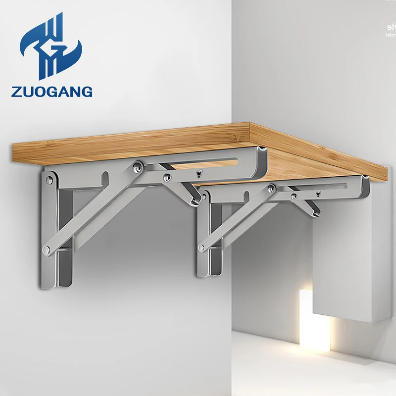 Zuogang floating shelf mounting brackets air conditioner wall hanging triangle folding metal shelf bracket for  cabinet