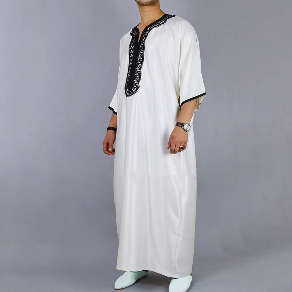 Africa Ethnic Style Youth Men Muslim Dubai Fashion Casual Long Shirt Dress Daffah Abaya Thobes Ramadan Men Robe Islamic Clothing