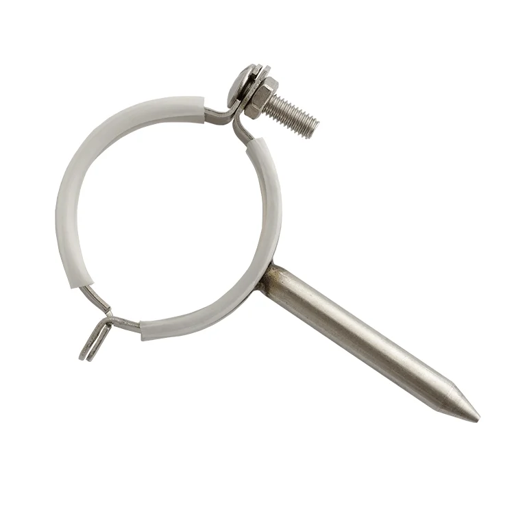 Clamps with rubber profiles and welded stainless steel nails