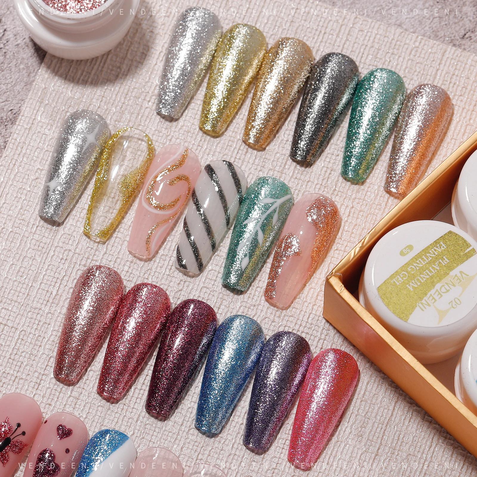 Vendeeni Private Label New Arrival Nail Art Product Soak Off Nail Painting Gel Polish Artistic Platinum Painting Gel