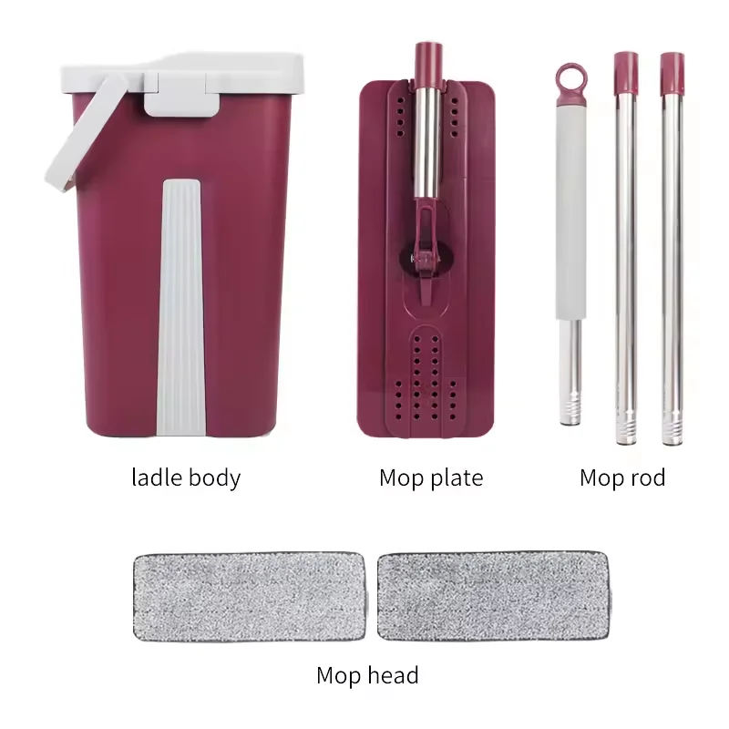 Large size lazy person no wash flat mop and inner box with mop bucket