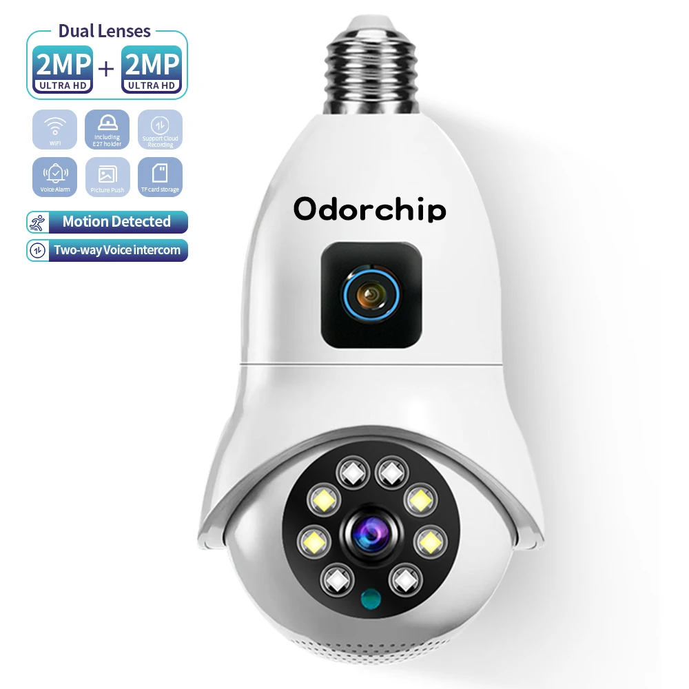 Smart Home Dual Lenses Night Vision Guangzhou PTZ IP Camera E27 other camera accessories Door Video Security Camera