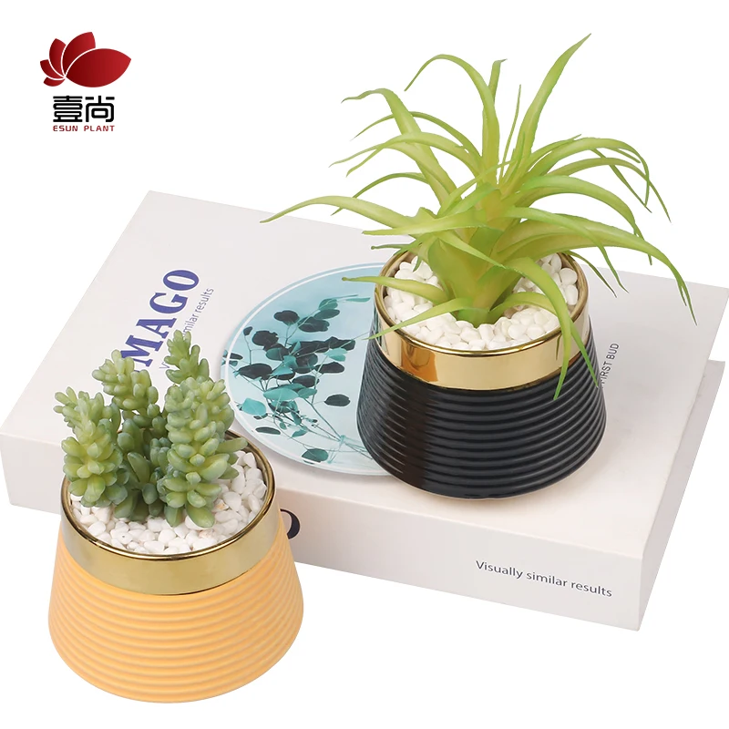 ES1348 Factory Direct High Quality Green Individual Mini  Fake Artificial Succulent Plant Bonsai Hotel Home  office Decoration