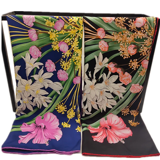 Stylish 100% Pure Silk Hair Head beautiful digital printing Square Scarf for Women