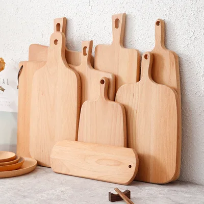 Wooden Chopping Blocks Beech Cutting Board Pizza Bread Fruit Sushi Tray Non-slip Kitchen Cutting Plate Board