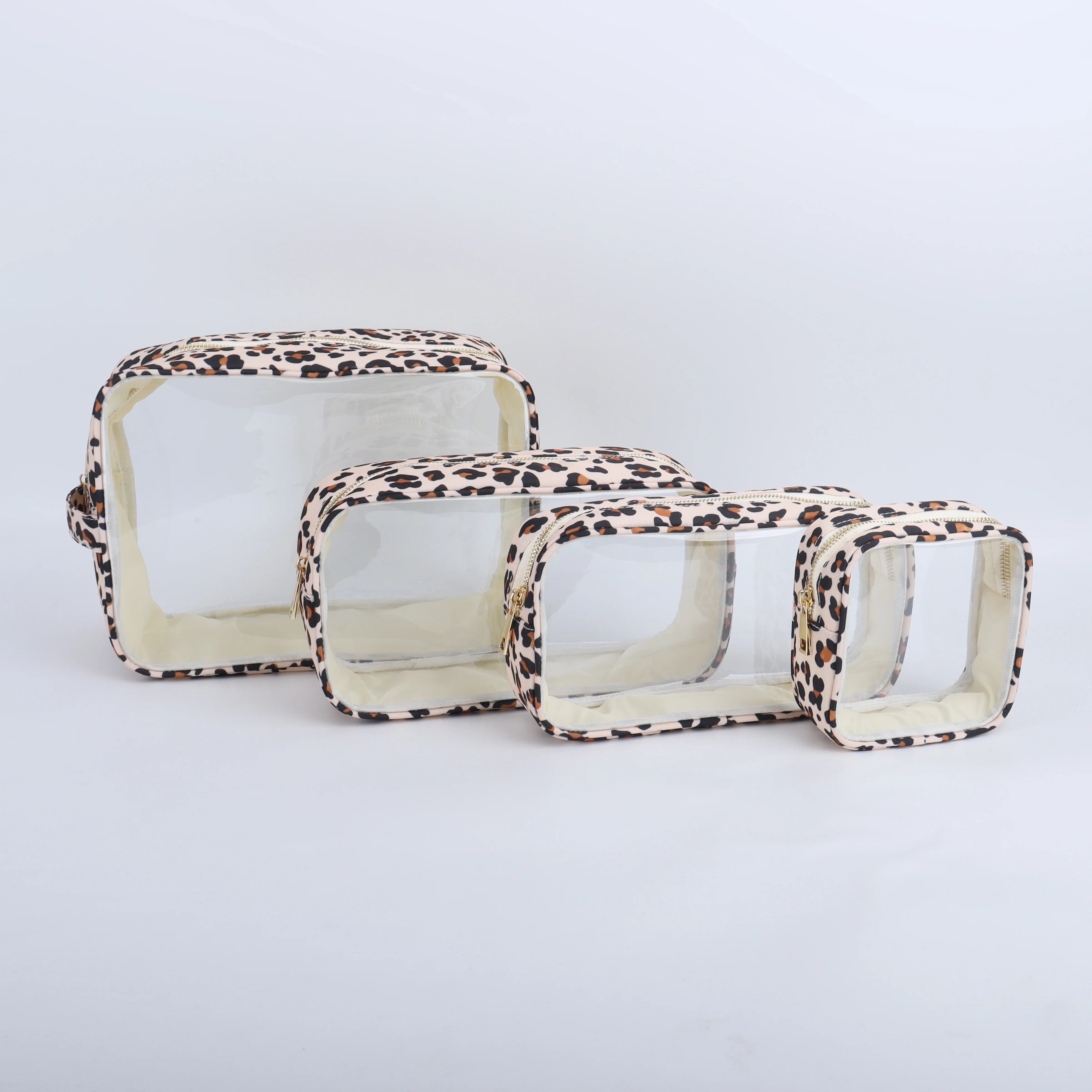 Keymay Custom Classic Thick PVC Heavy Duty PVC Makeup Case Leopard Beauty Case Travel Cosmetic Kit For Women