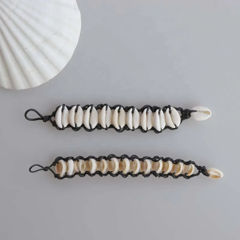 Handmade Weave Cowrie Shell Beads Bracelet  Charm Bangle Bracelet  Aloha Jewelry