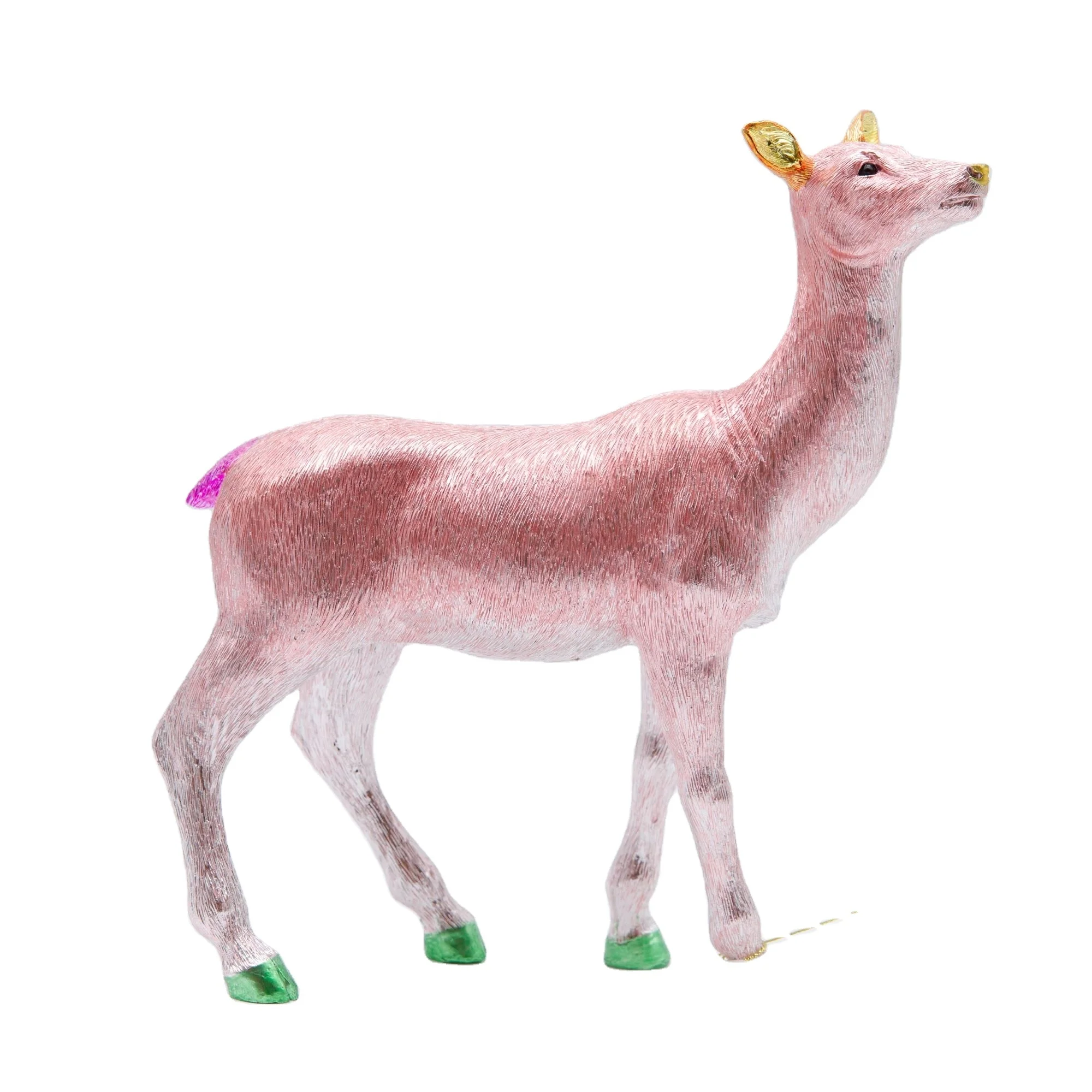 
Unique Design Pink Deer Home Display Decoration Desk Table Polyresin Animal Resin Ornament Figurine Animals Thailand Statue 