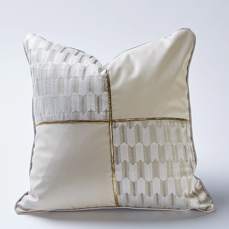 
Giving Free Samples Can Mixed Purchase Faux Leather Embroidered Jacquard Cushion Cover White Cushion 