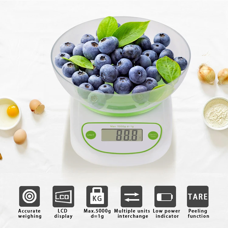 Popular Hot Sale 1g 5kg digital weighing kitchen electronic scale with bowl