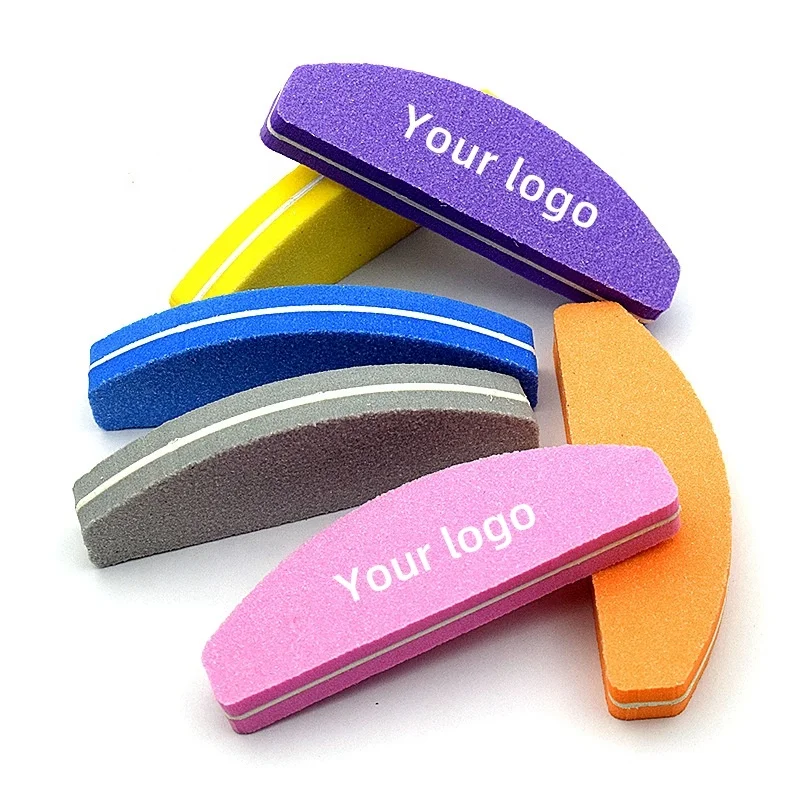 Wholesale Half Moon  Mini Nail File set Sponge Buffer Washable double sided EVA Small Pink files for Nail