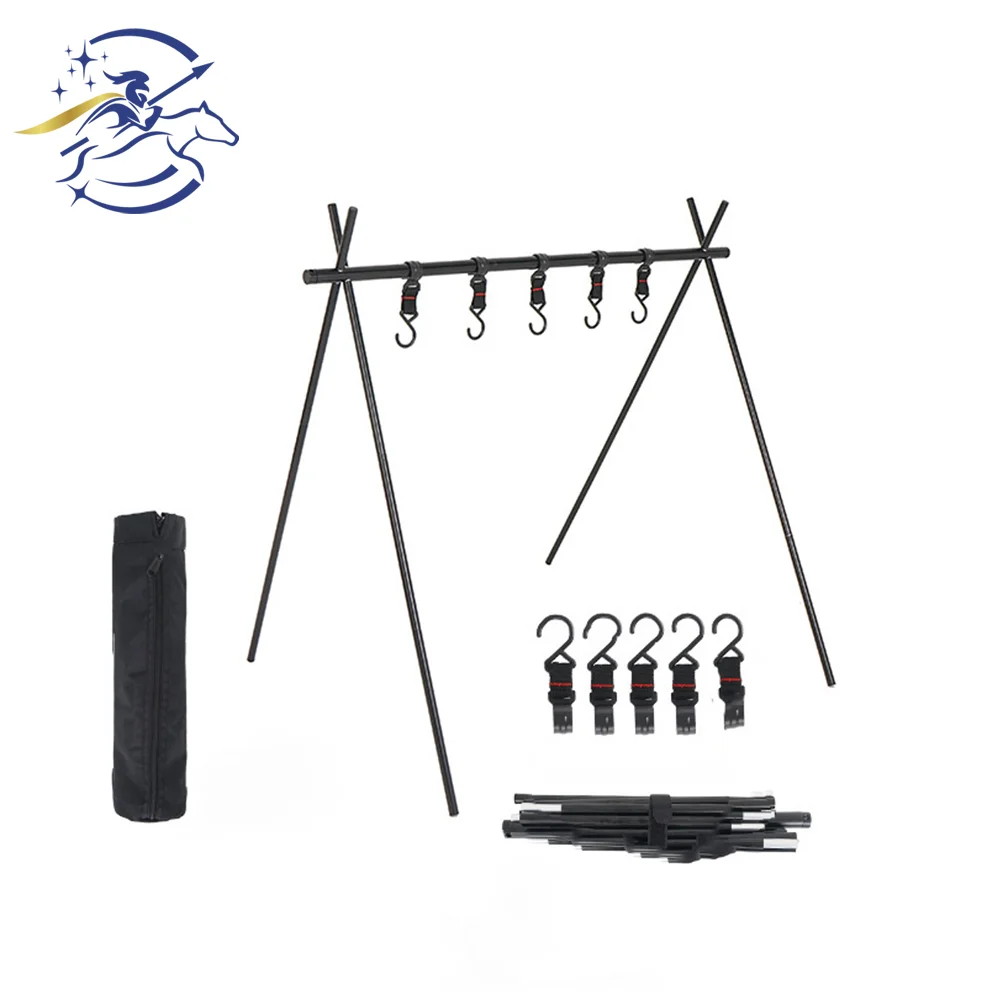 
wholesale Aluminum Telescopic Campfire Tripod Outdoor Camping Portable Campfire Tripod 