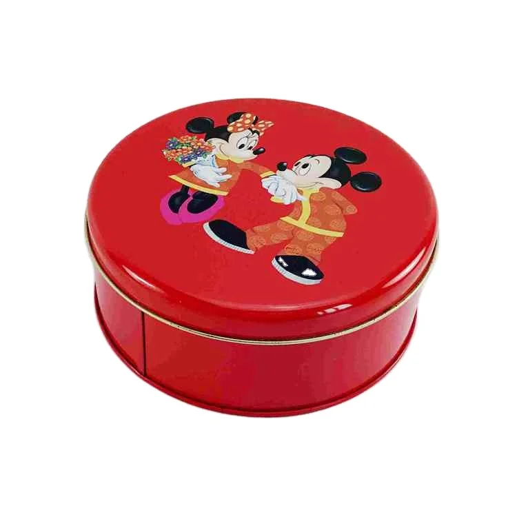 Сделанные на заказ плоские большие круглые тонкие металлические милые жестяные коробки для масляного печенья торта