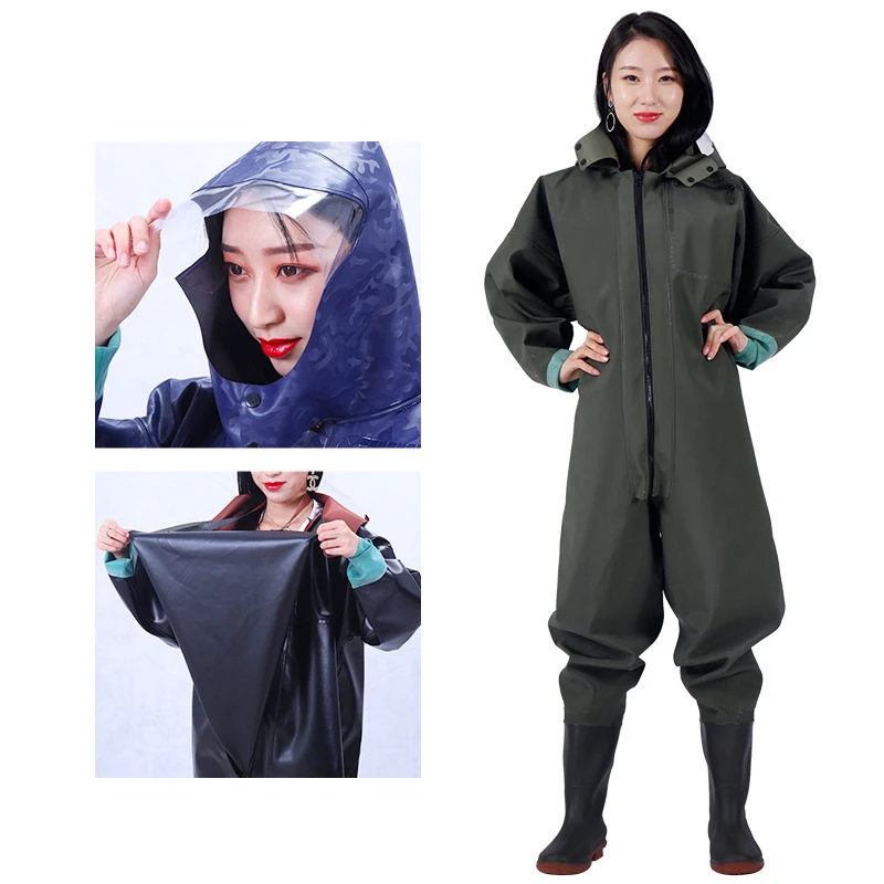 2020 Unique Design Four Season Rubber Raincoat Shape Reinforced Outer Layer Seamless Fly Waders Fishing Breathable
