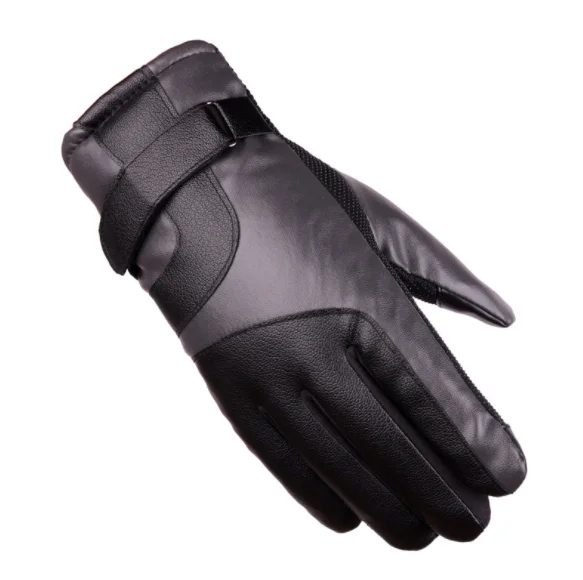 Factory price black full finger waterproof customized micro-touch leather riding gloves with hook and loop fastener