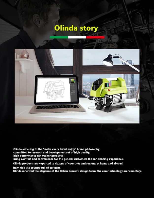 Powerful Electric With Hose Reel 4 Quick Connect Nozzles Soap Tank Wash High Pressure Washer Machine 70bar Max. Pressure OLD501