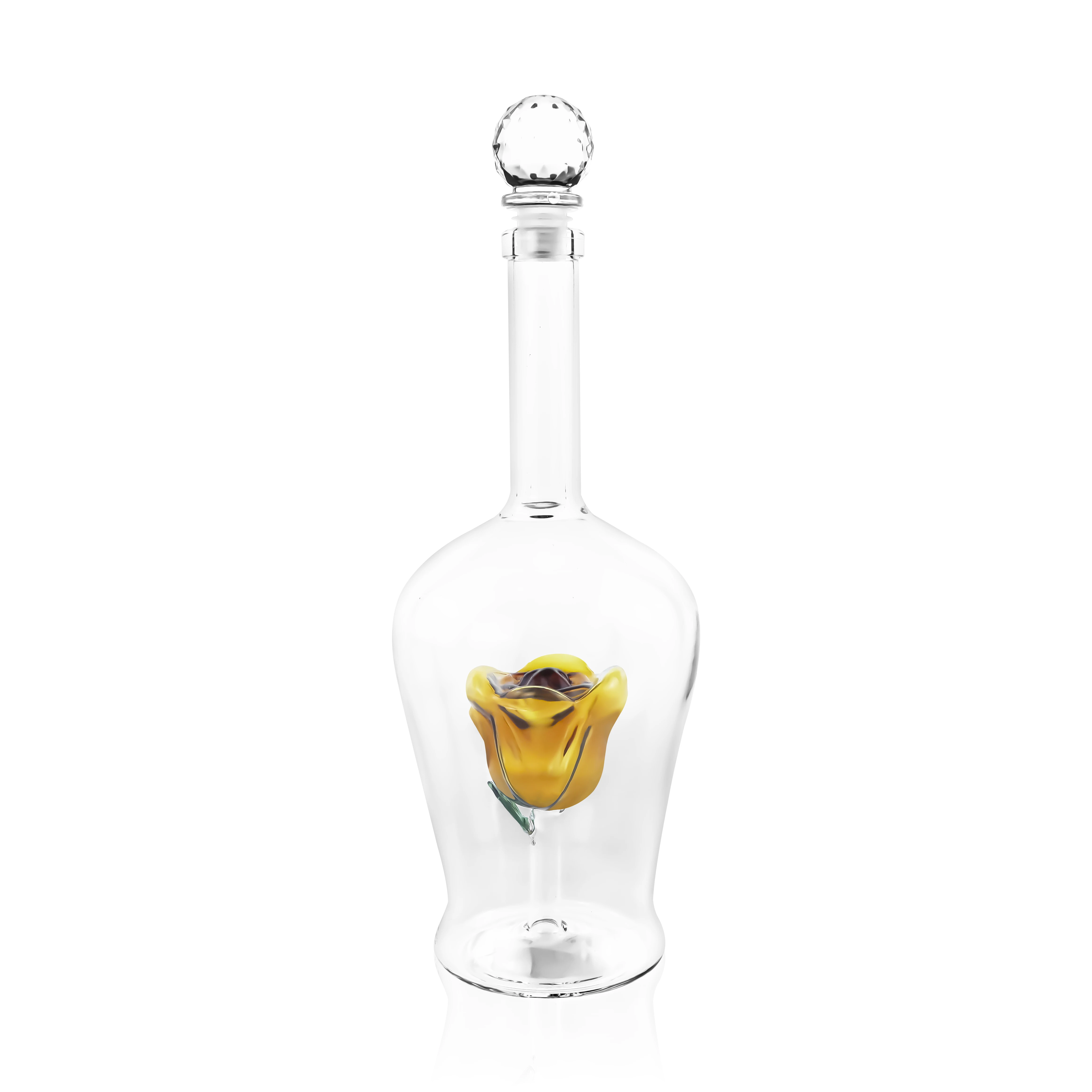 2024 New Style Top Seller Fashion Rose Whiskey Glass Wine Bottle 750ml