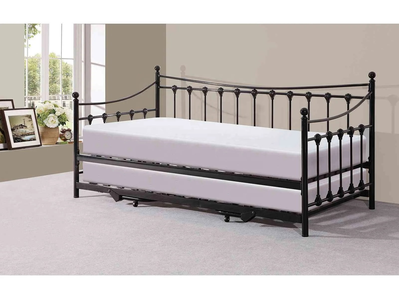 Hot selling 3FT Metal Single Bed Day convertible Modern drawer double metal bed with wheels
