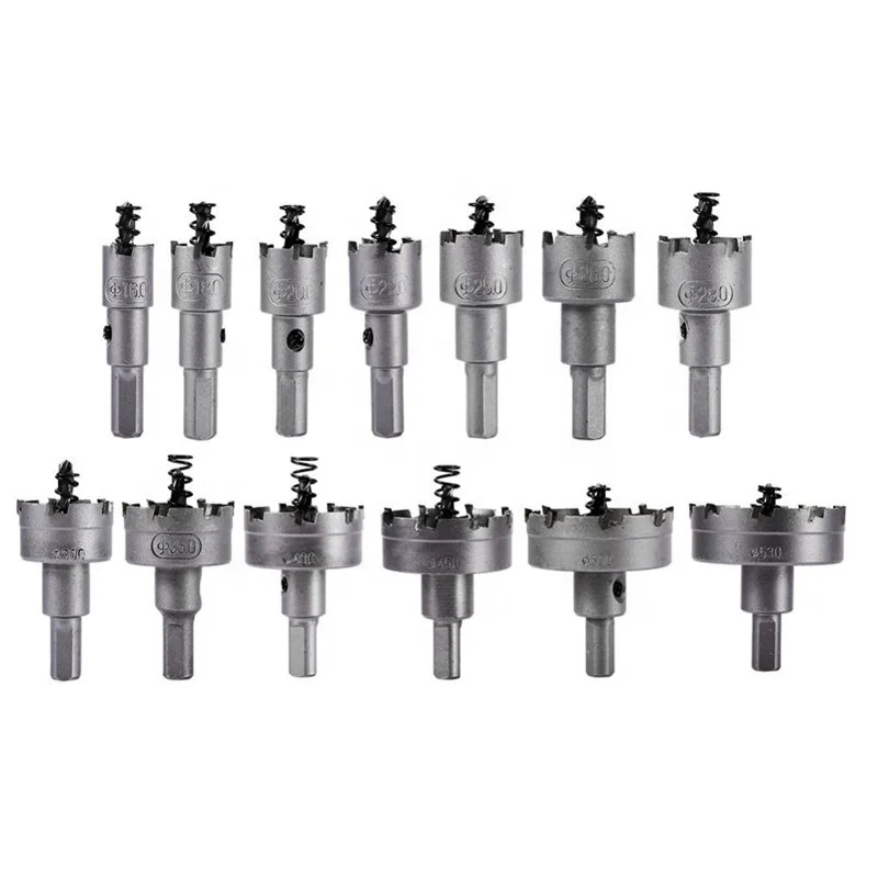 
13Pcs 16-53mm Carbide Tip TCT Drill Bit Hole Saw Drilling Set Stainless Steel Metal Alloy Iron Holes Tools Accessories 