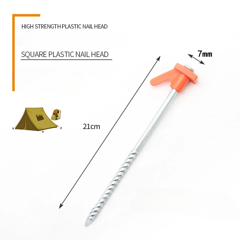 Wholesale In Stock Hot Selling Long 21cm Stainless Steel Tent Floor Nail Outdoor Non-Deformable Camping Tent Peg For Camping