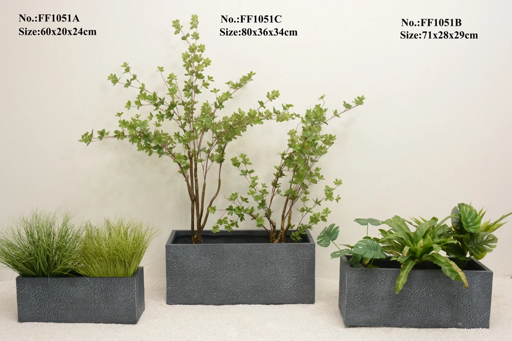 Factory Hot Sales  Durable Rectangle Grey Mgo Outdoor Garden Home Decoration Flower Pots Planter