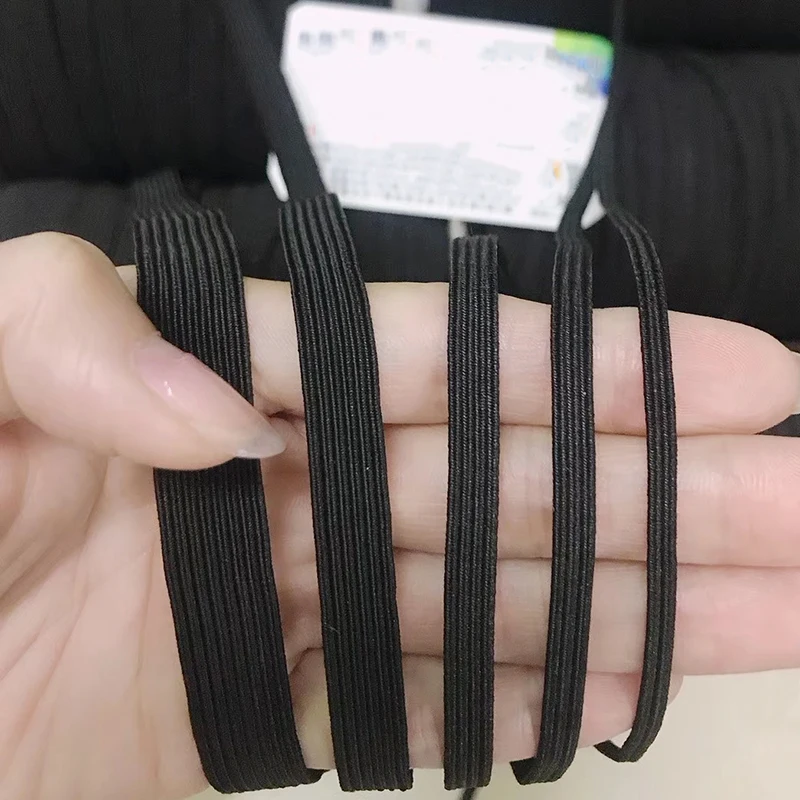 factory sale flat 1/4 inch 6mm elastic rubber bands white black knitted elastic band for sewing