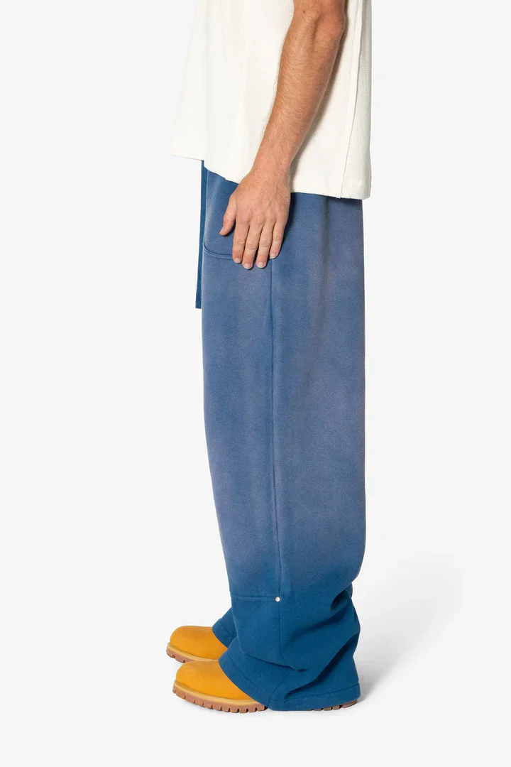 Custom 500g Blank French Terry Cotton Oversized Loose Heavyweight Double Knee Straight Leg Wide Leg Men Flare Baggy Sweats pants