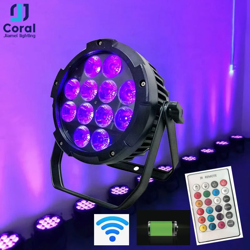 IP65 Outdoor App Wifi Control 6 in 1 RGBWA+UV 12*18w Wireless Battery Waterproof Led Par Light