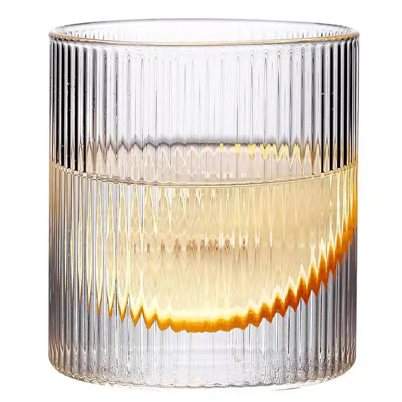 Ribbed Cup Vertical Stripes Heat Resistant Glass Water Mug Breakfast Cup Whiskey Drinking Glasses tea cup