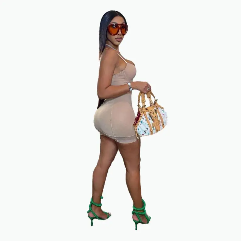 XS 2022 Club Spring Dresses Lace Patchwork One piece Party Mini Shapewear Tank Dress Sexy Nightclub Peplum Dresses Women