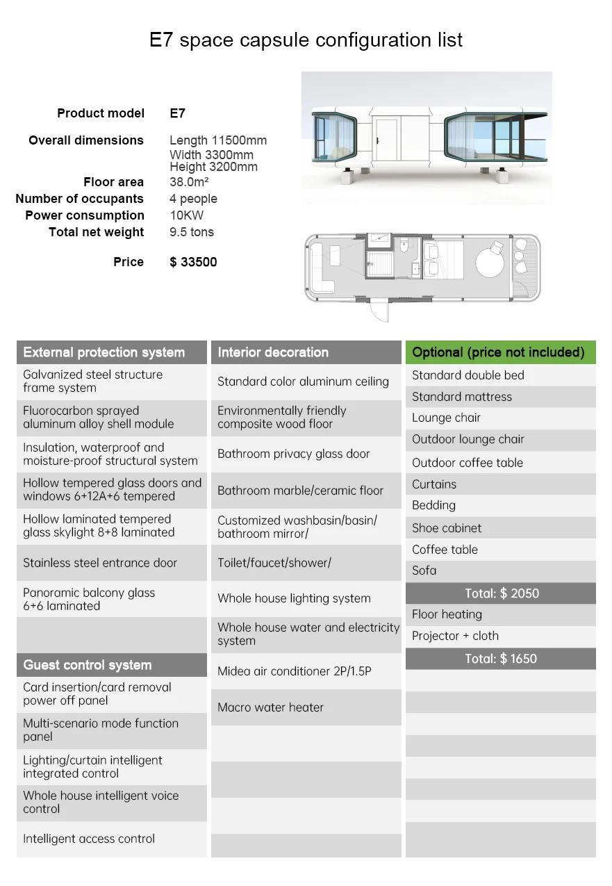 GUCI E7 premier prefabricated capsule hotel cabin modular prefab container home folding tiny house