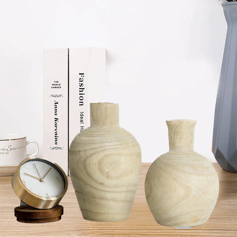 High quality Farmhouse Set 2 Wooden Vase Makes Stunning Decorative Vases for Home Decor Living Room