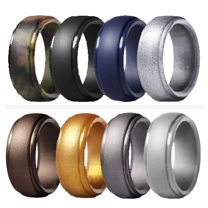 8MM Wholesale Minimalist Silicon Outdoor Sports Chunky Finger Ring Women Men Classic Silicone Wedding Ring