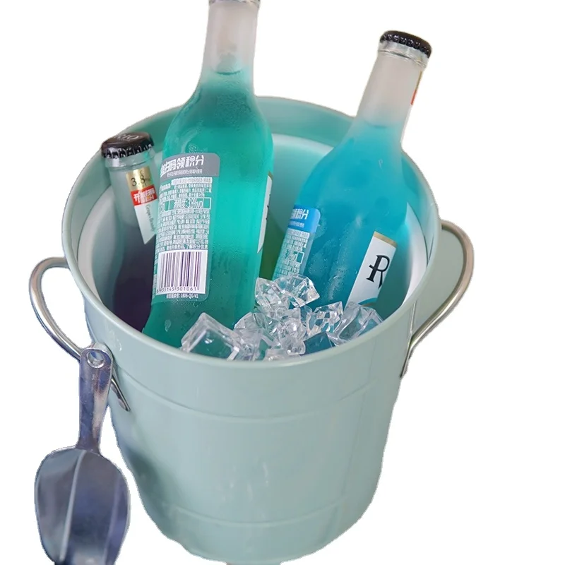 Ice bucket with plastic liner and ice scoop
