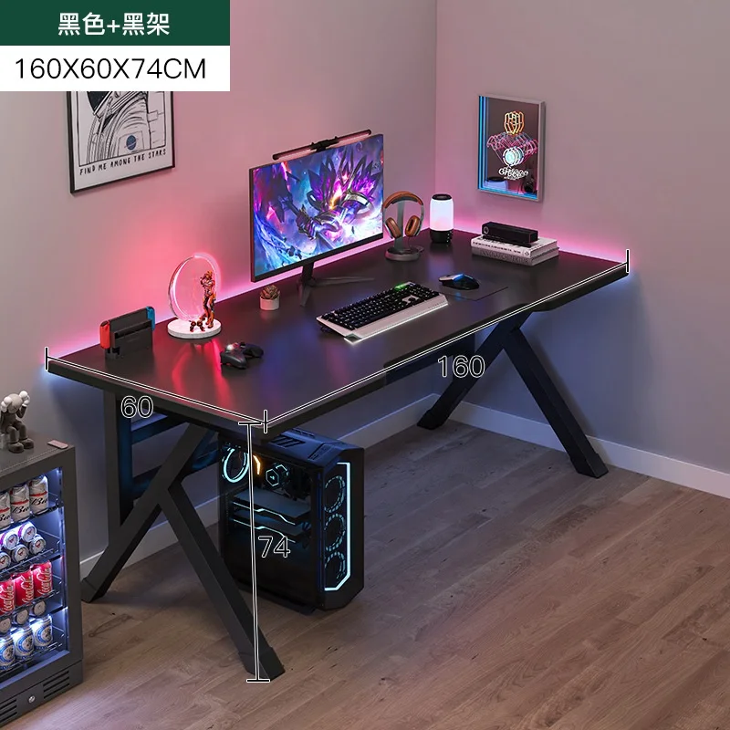 2024 YOUTAI hot cheap modern simple gaming table and chair set with shelf for home computer gaming desk standing room decoration