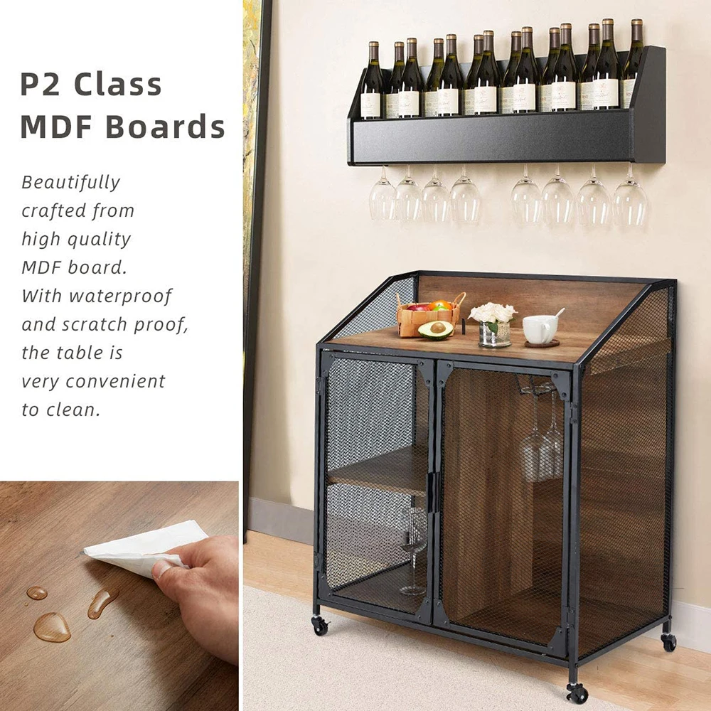 Industrial Metal Mesh Buffet Entryway Storage Cabinet Doors tv Cabinet