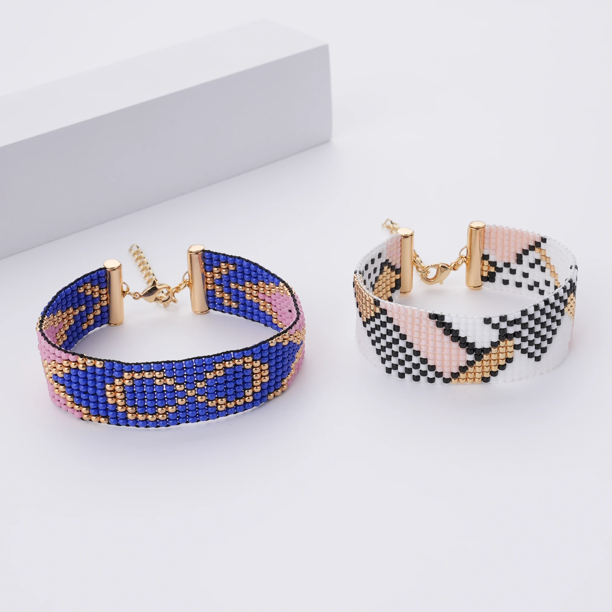 Handmade Bohemian Infinity Geometric Design Small Seed Beaded Woven Miyuki Big Bracelets