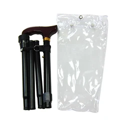 4 sections wooden handle  aluminium alloy folding walking stick