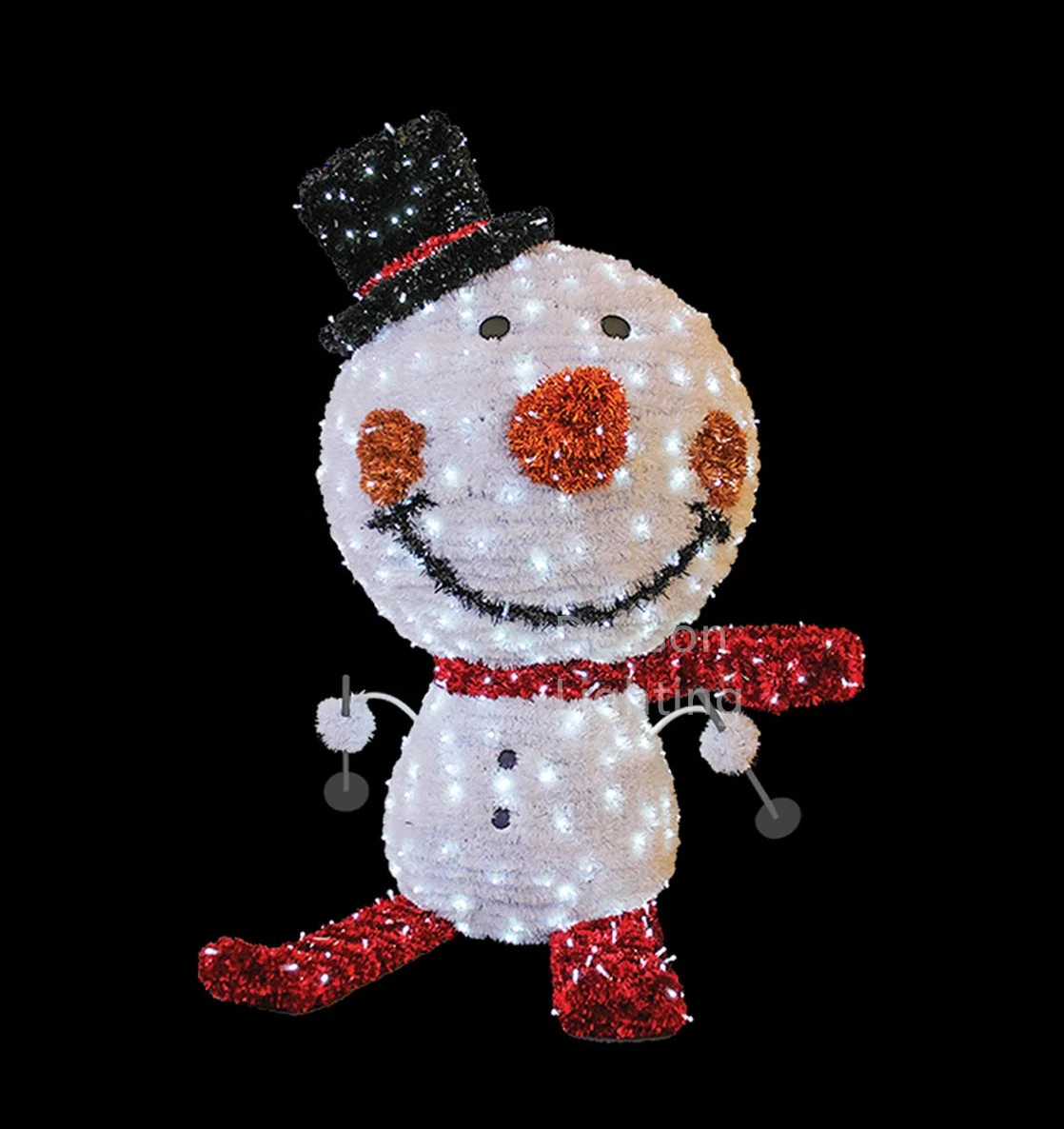 Skiing snowman led christmas indoor or outdoor decoration