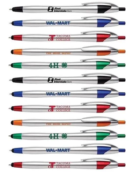 customized Stocked plastic promotional gift cheap stylus ball pen with touch,customize logo dart stylus Pens with fast delivery