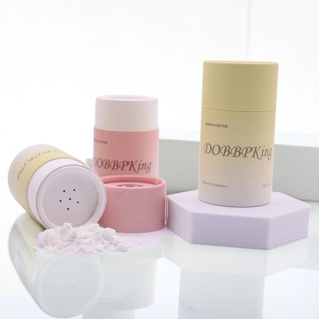 Eco friendly reusable paper shaker tube wholesale cardboard round loose powder container packaging with sifter