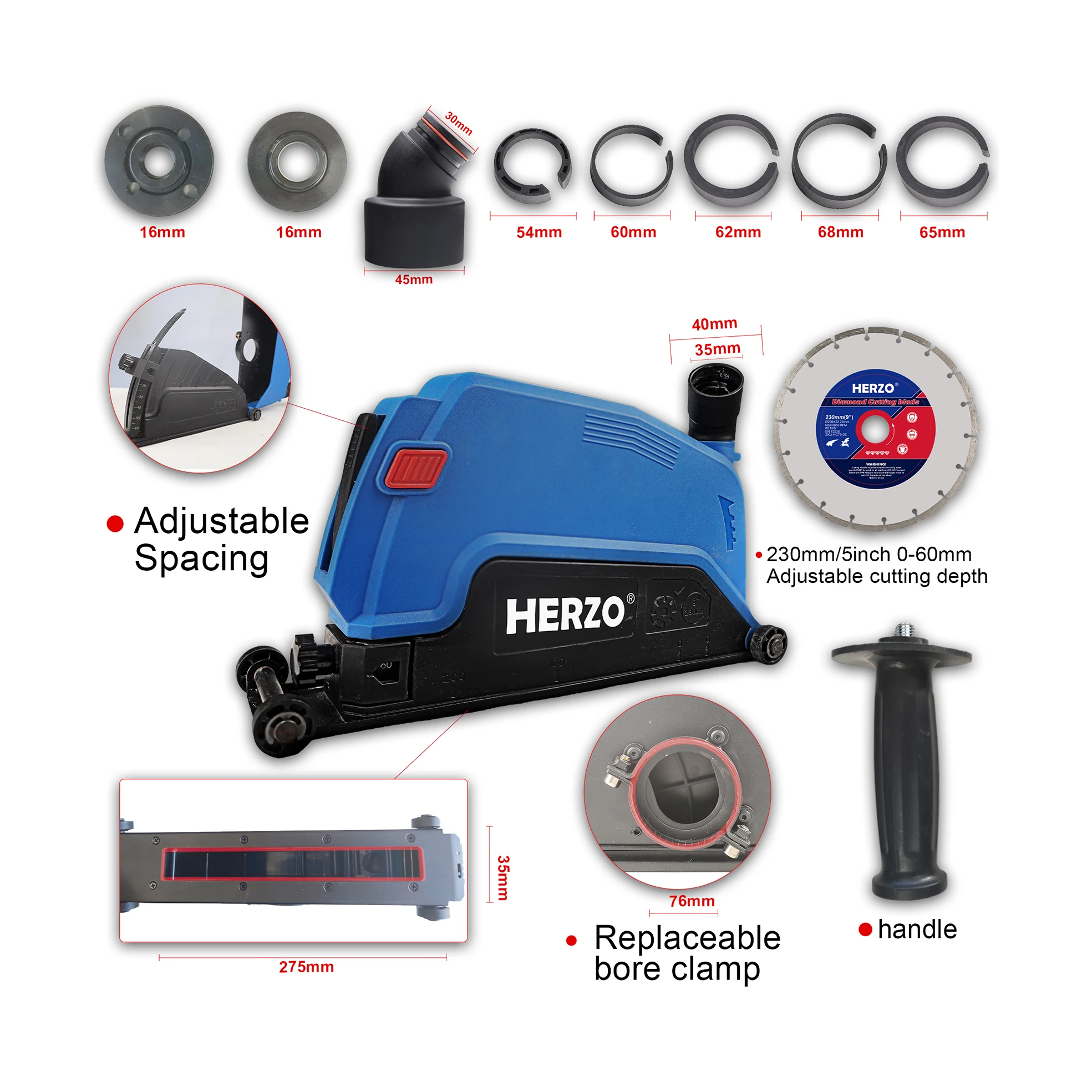 HERZO Power Tool Accessories Dust Shroud 9inch Dust Cover Protection for Angle Grinder