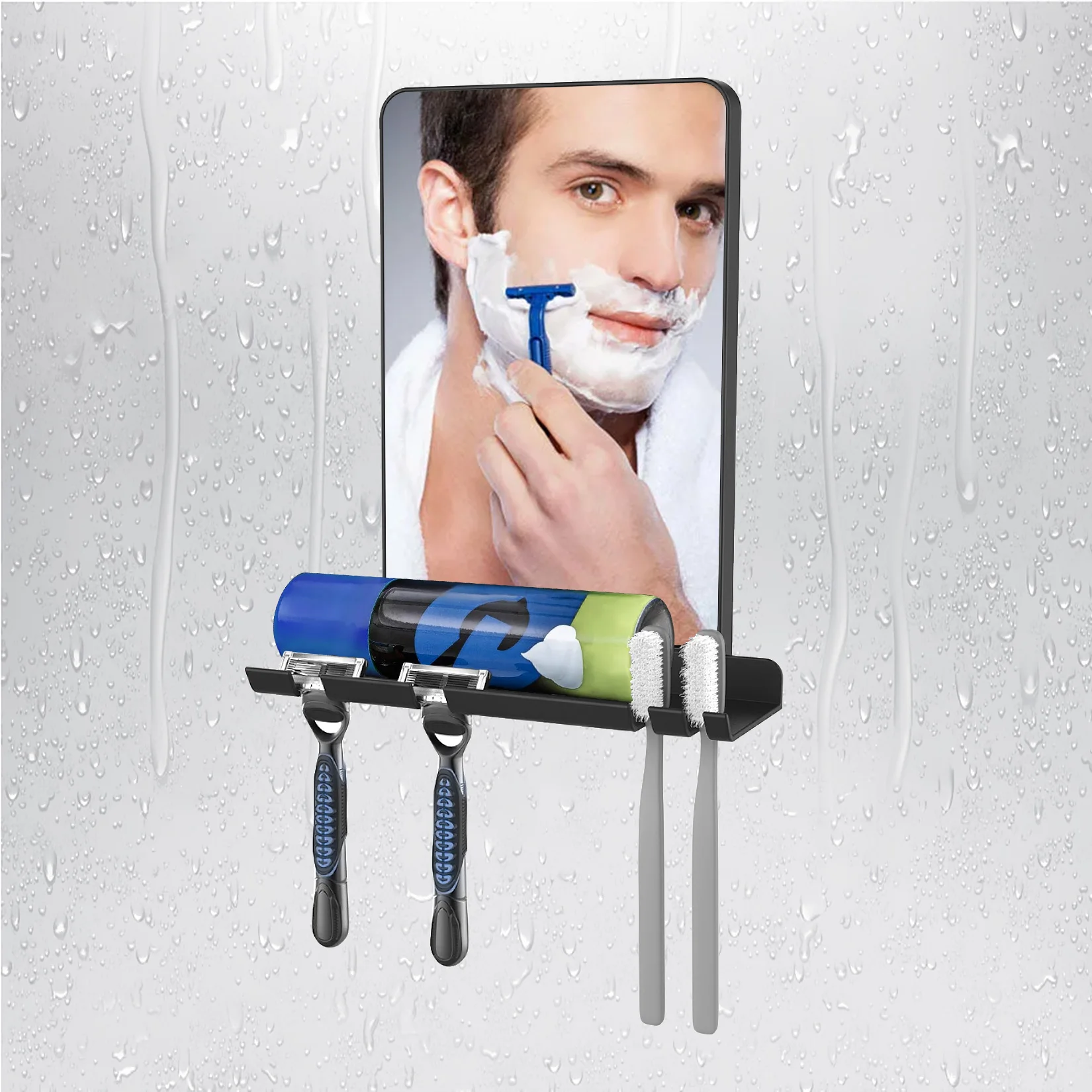 Anti-Fog Adjustable Shaving Mirror with a Squeegee - Rust-Proof Impact-Resistance Bathroom Shower Mirror