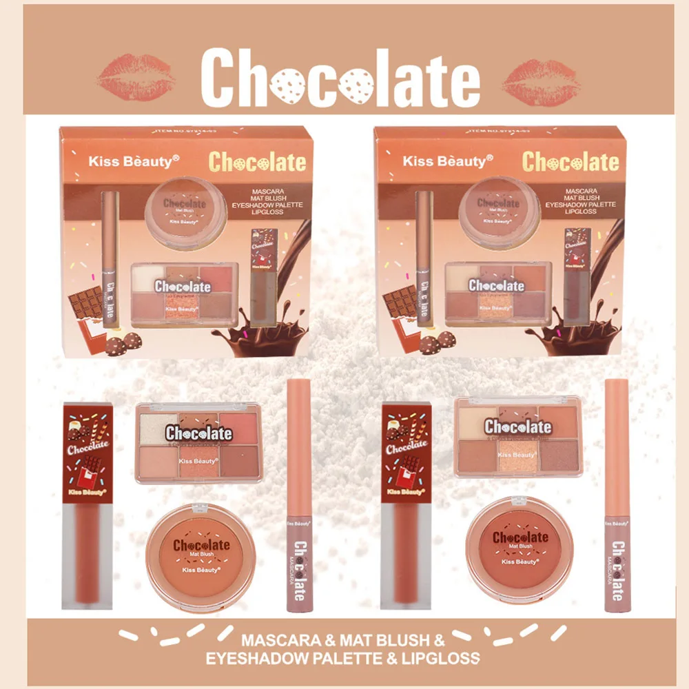 Hot Selling Private label Cosmetics Makeup Set Mascara Lip Gloss Blush Eyeshadow Kit 5 in 1 High Quality