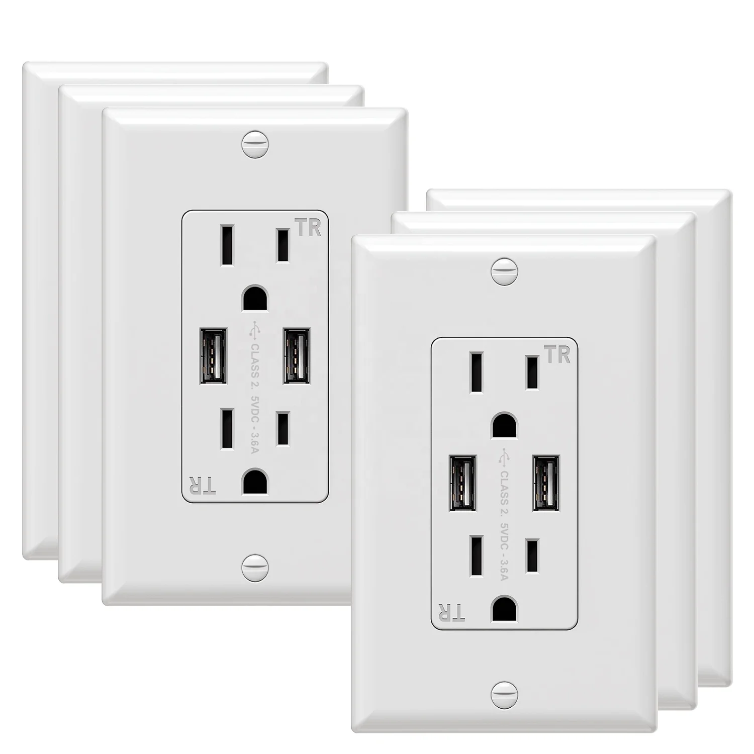 15A /125V Американский 3,6 A USB настенная розетка 6 шт белый цвет