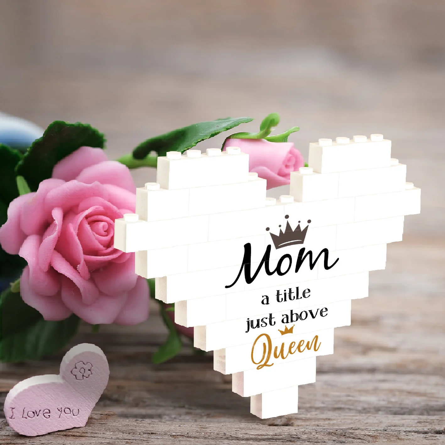 Dropshipping Plastic Toy Custom Photo Heart Shaped Building Blocks Puzzle DIY Brick Square Shape Kids Game Puzzles