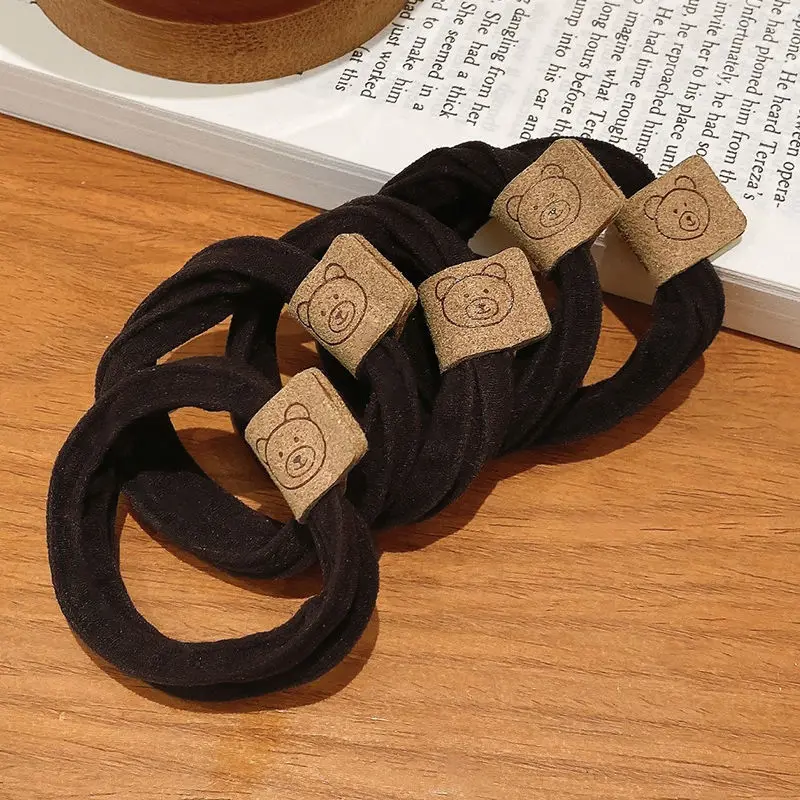 Korean Lovely Little Bear Wrinkle Hair Bands Web Celebrity Rubber Fashion Leather Women Hair Bands