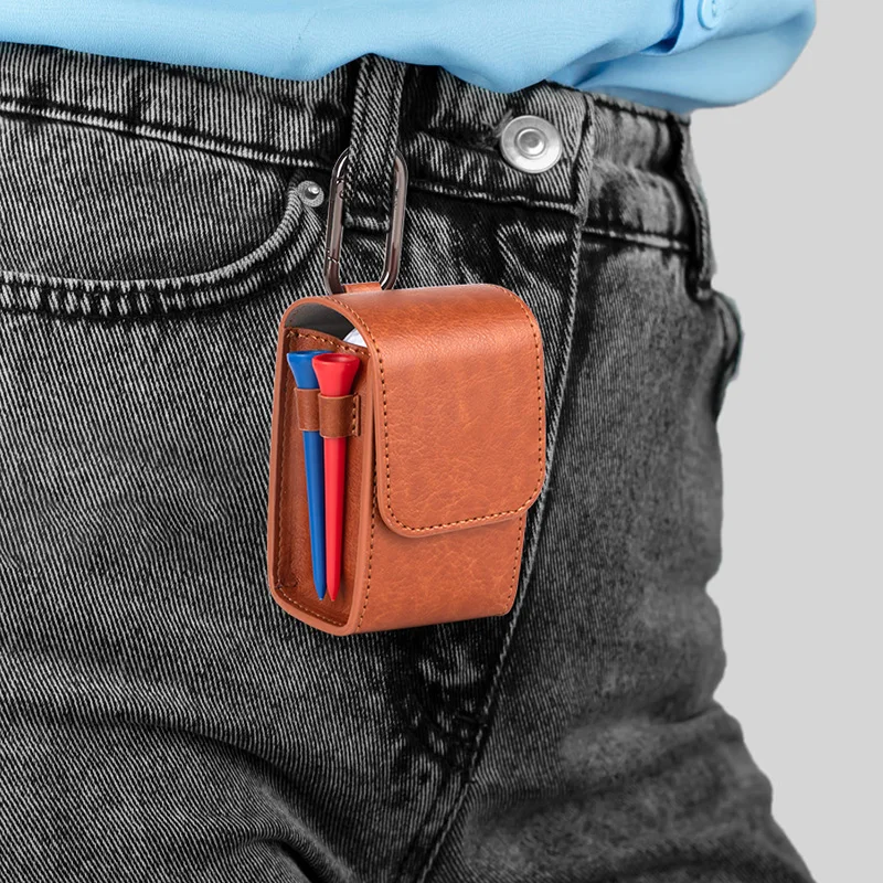 Wholesale Leather Golf Ball Pouch Outdoor Ball Waist Bag Organizer Case Golf Accessories Storage Bag for Golf